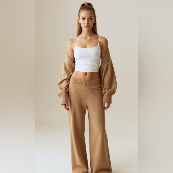 H&M Pants - H&M Premium Selection XS Wide-leg High Waist Loose Fit Cashmere Pants Size 0